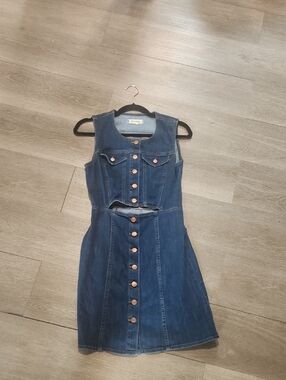 Madewell Light Blue Denim Dress with Copper Stitching
